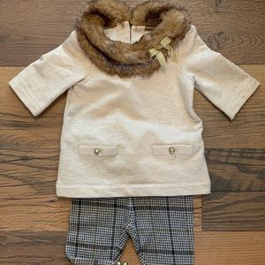 Janie & Jack Fur Sweater Dress with Leggings